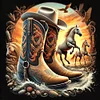 Diamond Painting-DIY Full Round Drill Western Elements Boots And Horse
