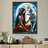 Diamond Painting-DIY Full Round Drill Girl Wolf(40*50CM)