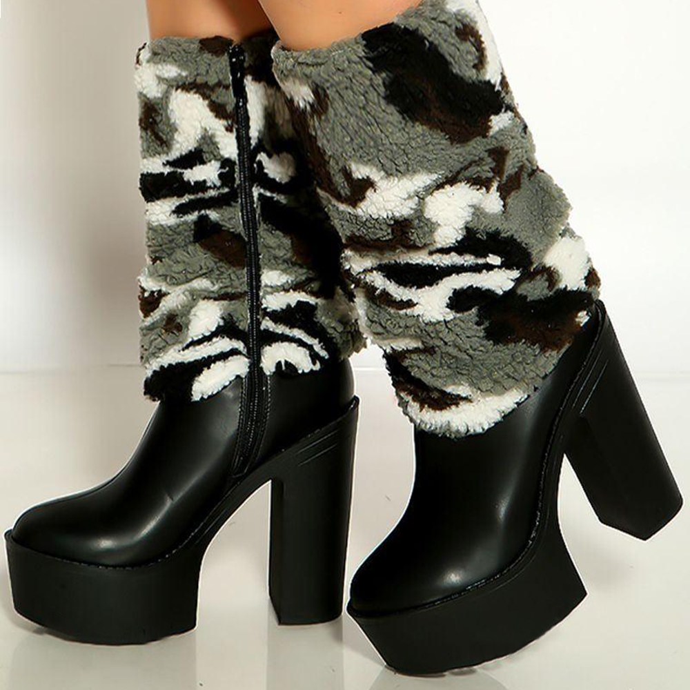 Plush Warm Furry Boots Winter Platform Boots
