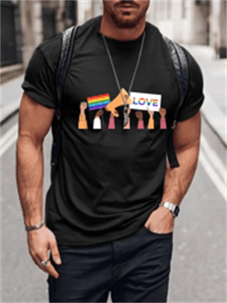 Rainbow LOVE LGBTQ Print T Shirt