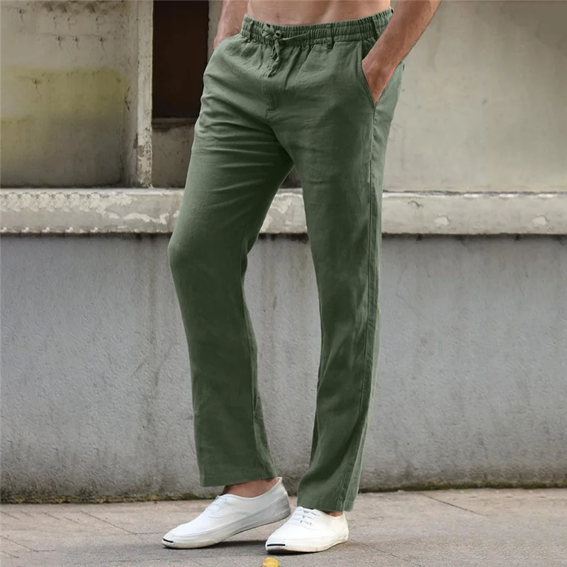 Men's Linen Slim Pocket Trousers