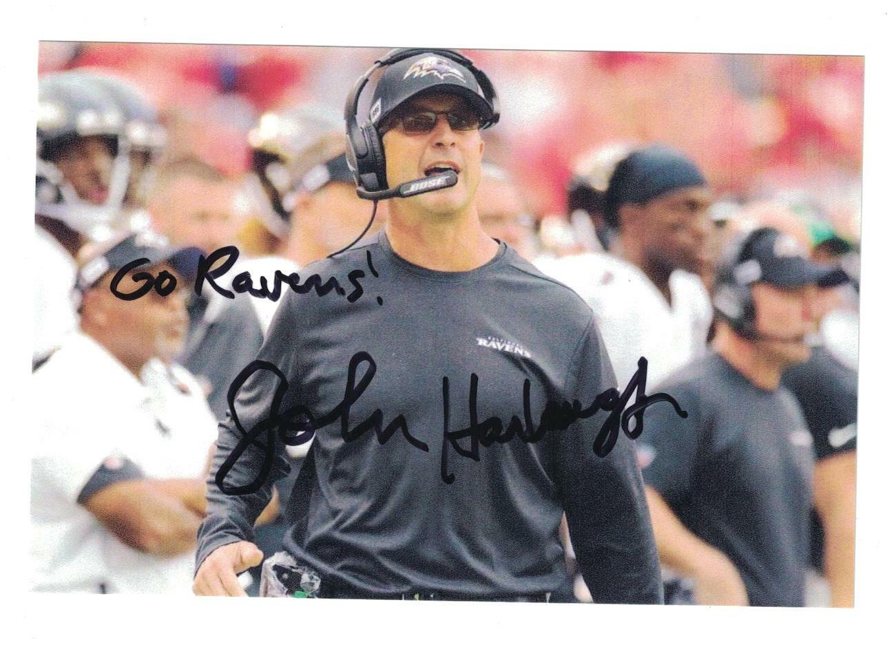 John Harbaugh Signed Autographed 4x6 Photo Poster painting Baltimore Ravens A