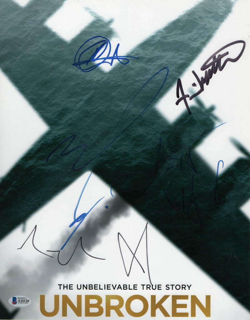 ANGELINA JOLIE, MIYAVI +3 CAST SIGNED AUTOGRAPH - UNBROKEN 11x14 POSTER BECKETT