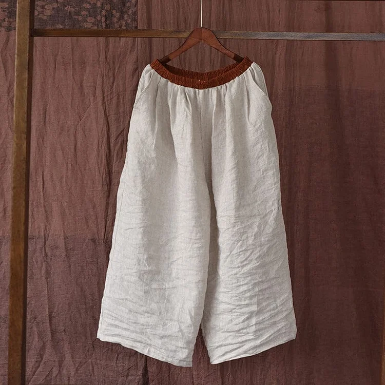 Women Casual Retro Spring Loose Linen Pants