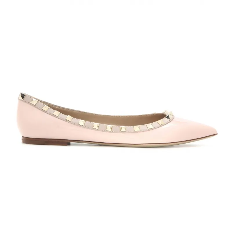 Pointed Toe Flats For Women Fashion Rivets Comfort Ballet Flats Pink Shoes-vocosishoes