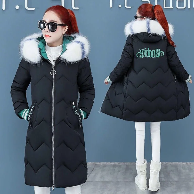 Coat Jacket Hooded Winter Jacket Women Parkas 2021 New Women's Jacket Fur Collar Outerwear Female Plus Size 3XL Cotton Padded