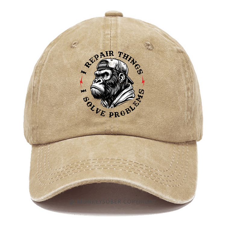 I Repair Things I Solve Problems Washed Baseball Caps