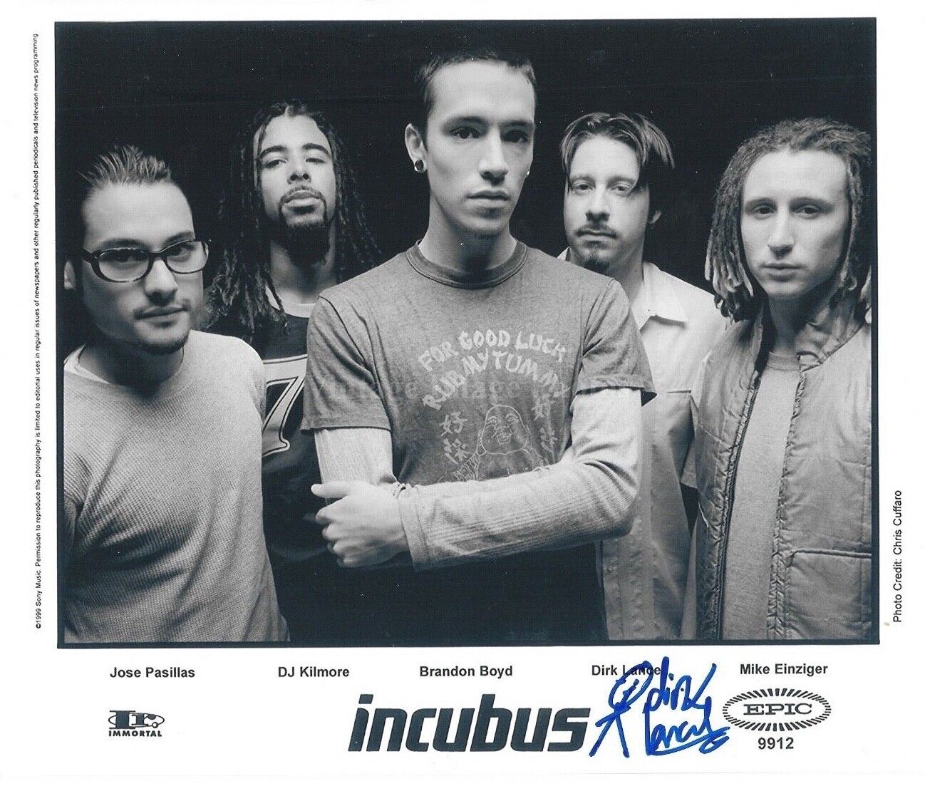 * DIRK LANCE * signed 8x10 Photo Poster painting * INCUBUS * ALEX KATUNICH * COA * 2