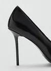 Women's 9cm Heel Elegant Black Leather Pointed Toe Stiletto Heel Shoe