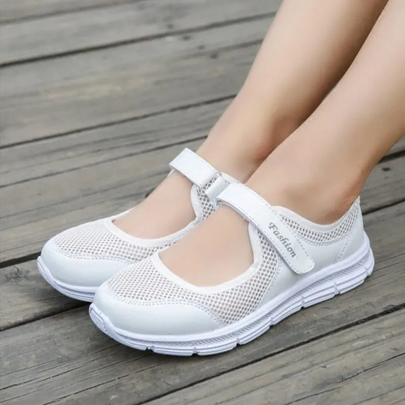 Women's Sneakers Breathable Mesh Walking Ladies Flat Shoes Woman White Sneakers For Women Vulcanize Female Shoes Zapatos Mujer 1226
