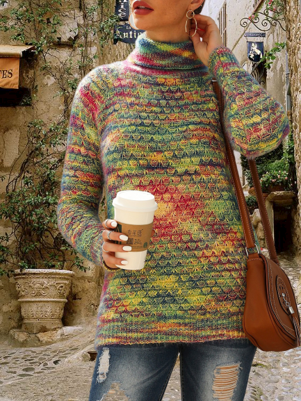 Long Sleeve Turtleneck Knitted Sweater