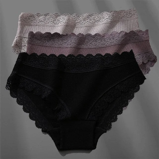 3PCS/Set Women's Cotton Panties Sexy Lace Lingerie Female Soft Underwear For Girls Ladies Underpants Floral Briefs Woman's panty