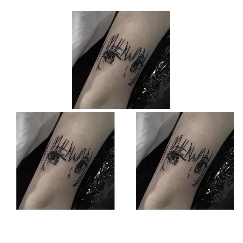 Cartoon Girl Waterproof Temporary Tattoo Sticker Female Black White Beautiful Girl Flower Arm Cat Art Fake Tattoo Fashion Tattoo