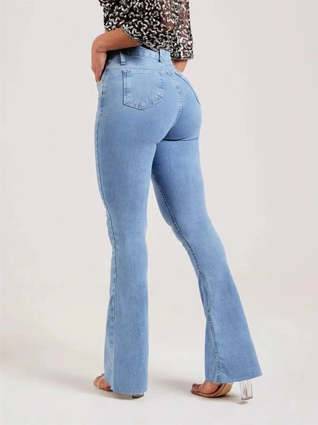 Women plus size clothing Women's Slim Fit Fashionable Stretch Micro Flared Jeans-Nordswear