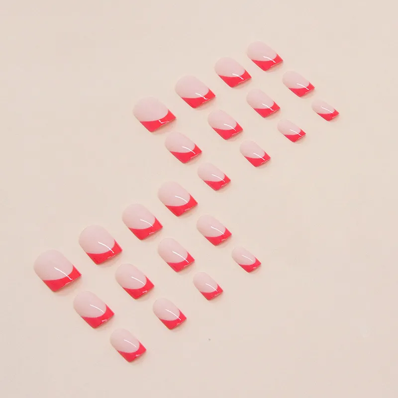 Churchf Churchf Square Simple Red French New Year Atmosphere Nail Atmosphere Fashion Wear A 24 Pieces Into A Piece