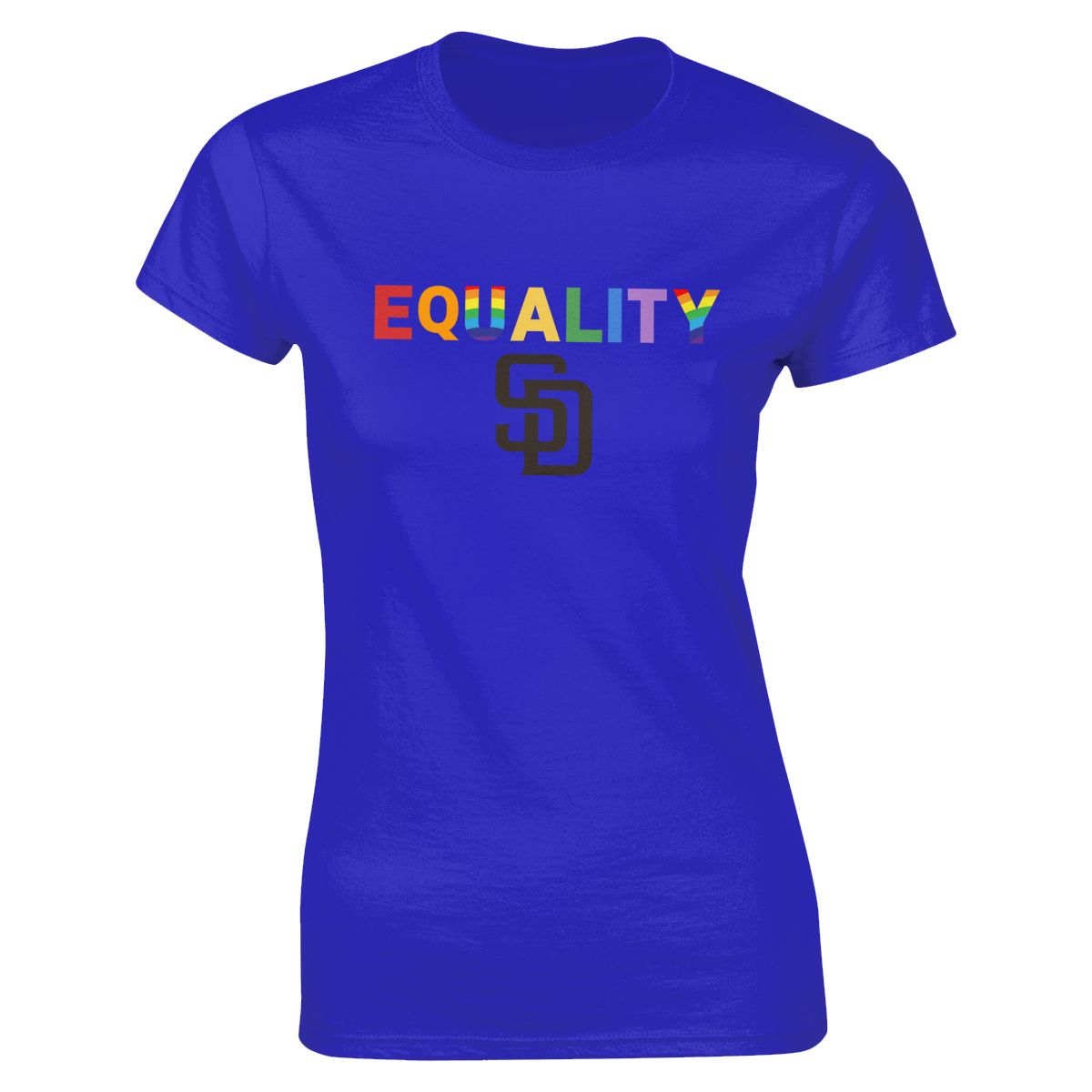 San Diego Padres Rainbow Equality Pride Women's Crewneck T-Shirt