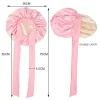 Large Double Layers Satin Hat Plain Colors Elastic Ribbon Cap