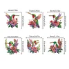 (US Local)6Pcs Double Sided Hummingbird Holding A Flower Diamond Art Keychains Crafts