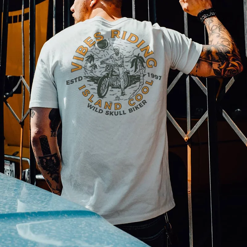 UPRANDY Vibes Riding motorcycle design men's fashion short sleeve t-shirt -  UPRANDY