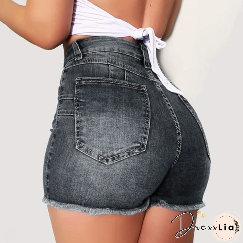 Women Fashion New Denim High Waist Shorts Hot Shorts Washed Jeans Summer Short Pants