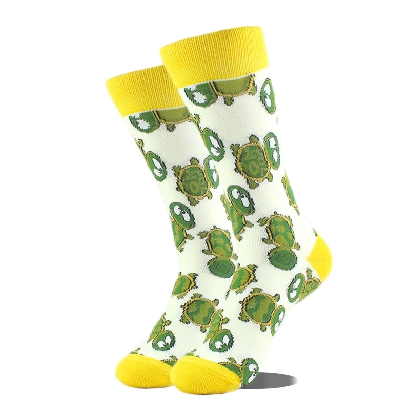 Unisex Cute Printing Animal Color Block Cotton Ankle Socks A Pair