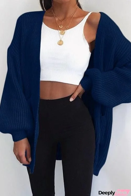 Puff Sleeve Bat Loose Cardigan