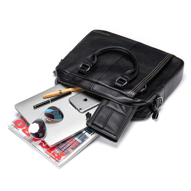 Genuine Leather Adjustable Shoulder Strap Design Business Casual Crossbody Bag Handbag