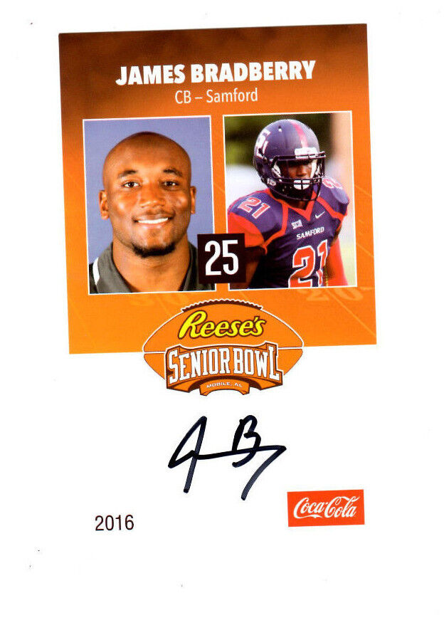 James Bradberry signed autographed 2016 Senior bowl Football RC Samford