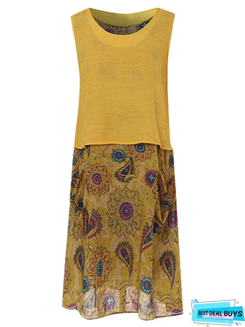 Women's A-Line Dress Maxi Long Dress Sleeveless Geometric Print Vintage Boho Blue Red Yellow Green