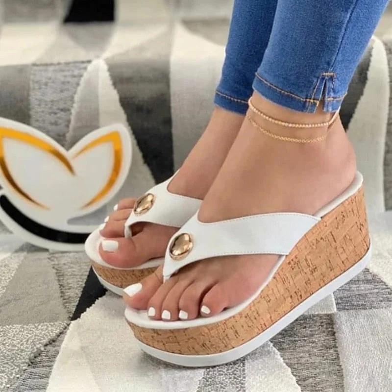 Summer Slippers Women Sandals Plafrom Sandals Ladies Slip-On Flip Flops Shoes Leather Peep Toe Female Sandalias Zapatos Mujer
