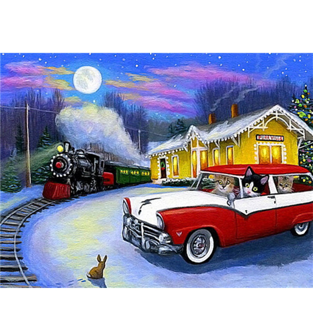 

Car Cat - Round Drill Diamond Painting - 40*30CM, 501 Original