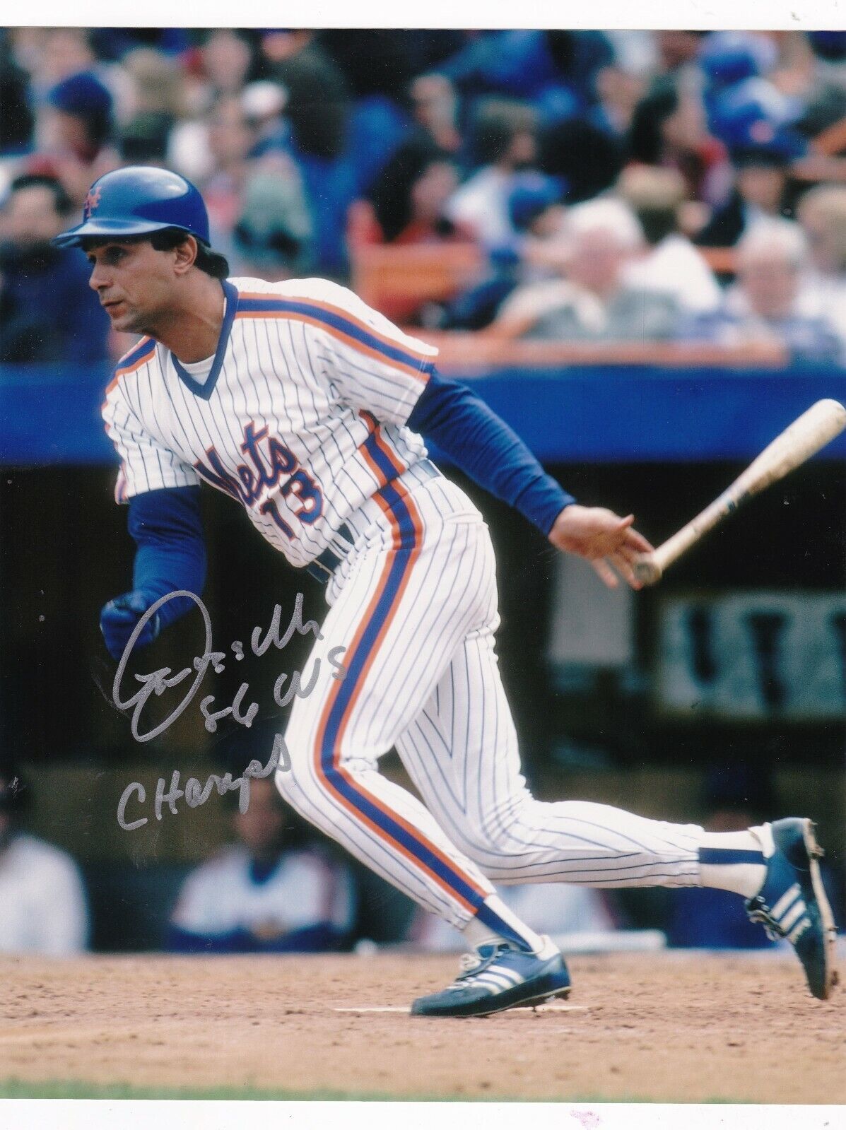 LEE MAZZILLI NEW YORK METS 86 WS CHAMPS ACTION SIGNED 8x10