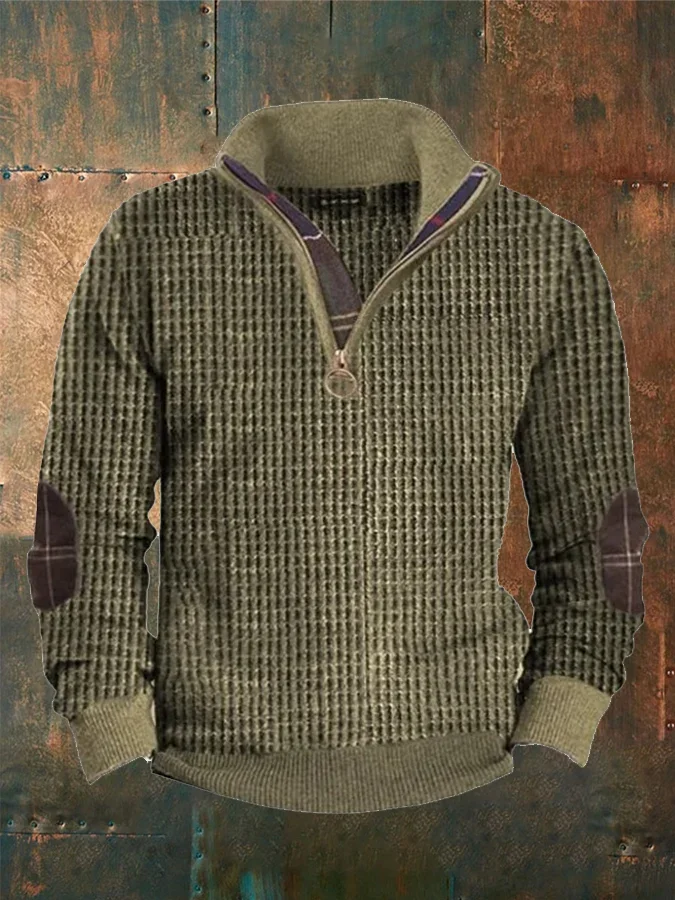 Men's Stand Collar Zipper Long Sleeve Casual Sweatshirt