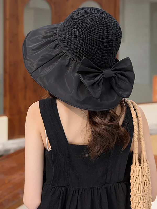 Sun protection Split-Joint Bow-Embellished Sun Hat Fisherman Hat