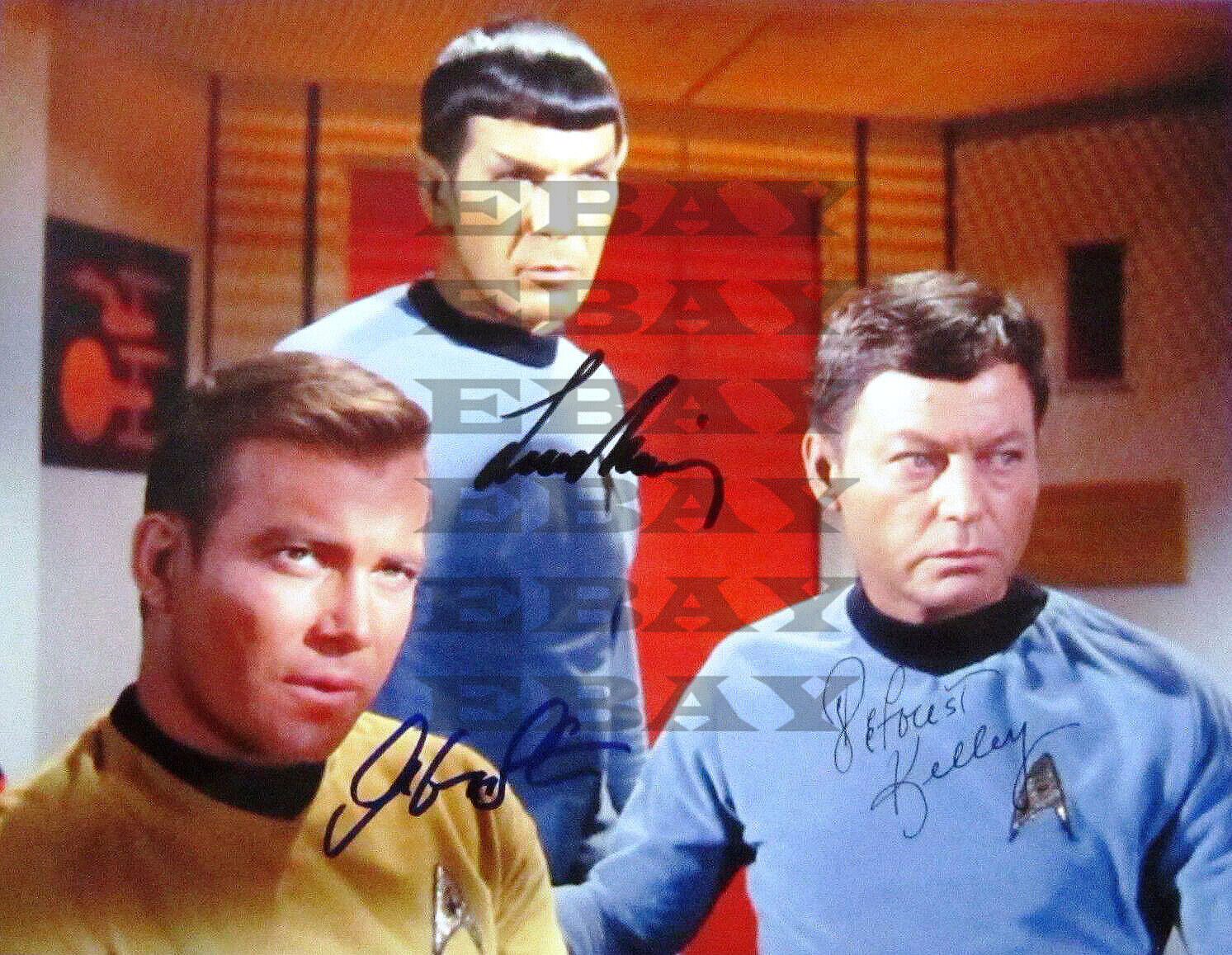 Shatner Nimoy Kelley Star Trek Autographed 8x10 Photo Poster painting Signed REPRINT