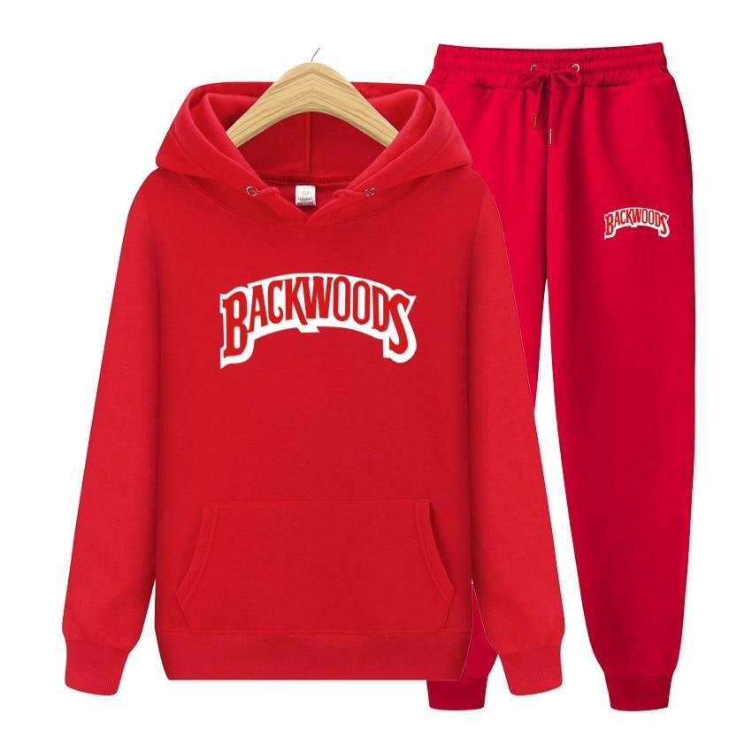 BACKWOODS Printed Hoodies Men Sweatshirts Set Plus Fleece Hoody Sportswear Male