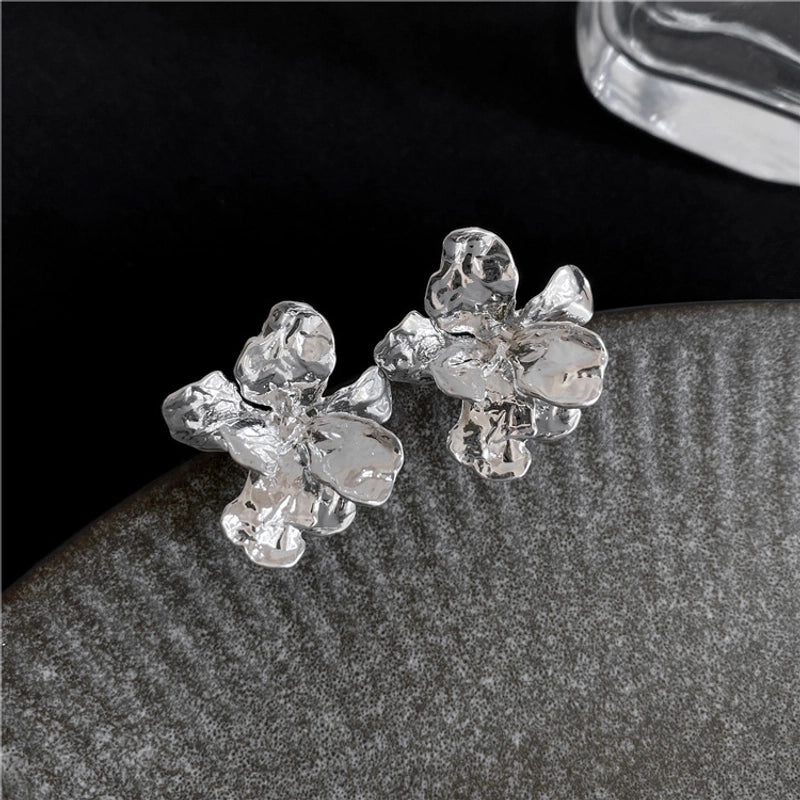 3 Pieces Sweet Heart Shape Rose Flower Inlay Imitation Pearl Alloy Rhinestones Earrings