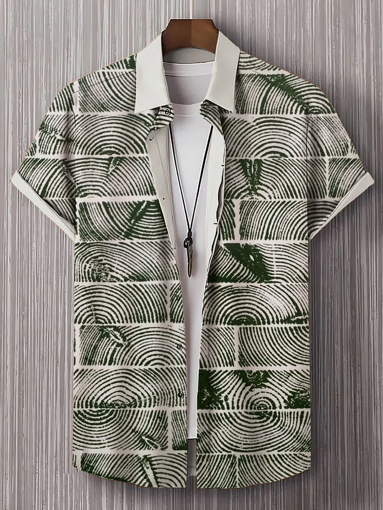 Men's Tree Ring Pattern Art Print Short Sleeve Shirt