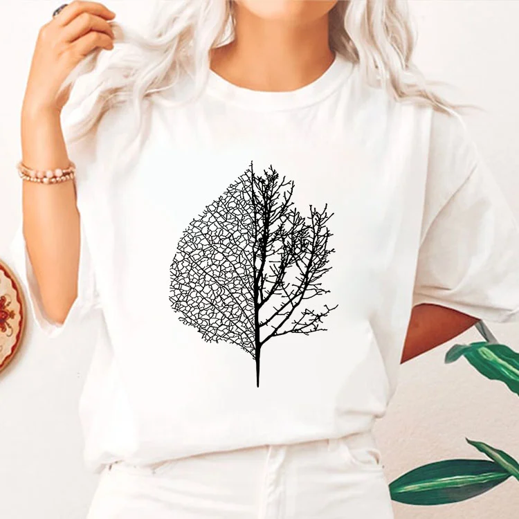 Leaf Tree Forest Print Short Sleeve T-shirt Eagerlys