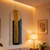 (Finished Product)Macrame Wall Hanging Boho Dream Catcher Hand Woven Leaf Tapestry Modern Aesthetic Tassel Wall Decor for Home Bedroom Living Room