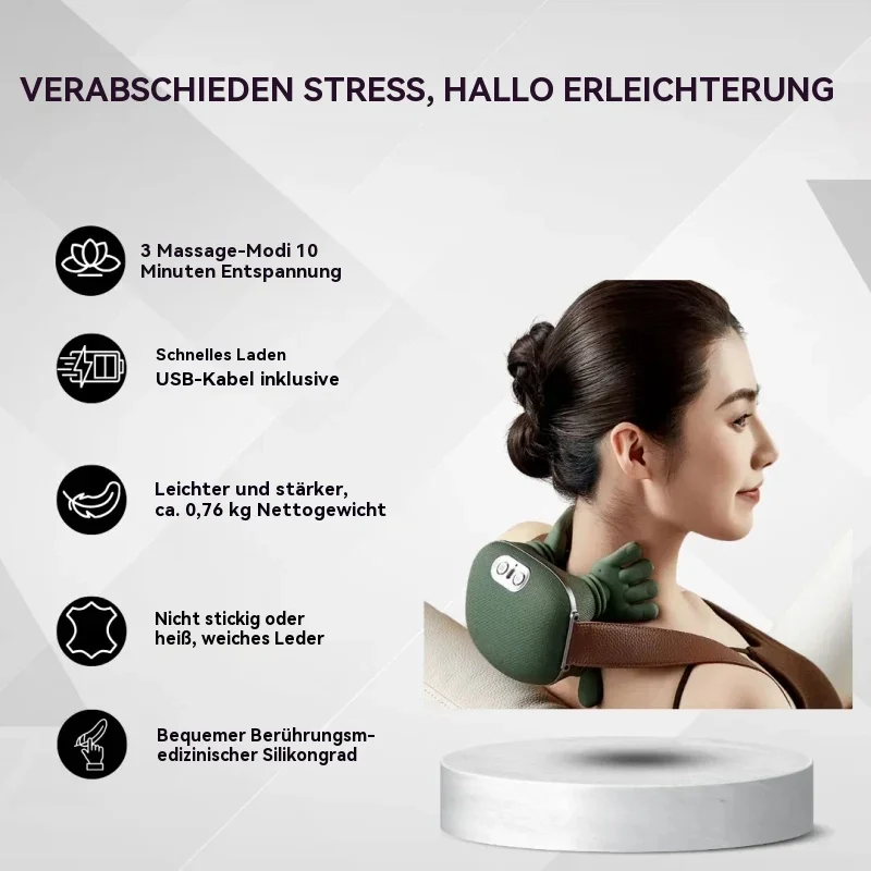 Nacken- und Schultermassageger&auml;t mit W&auml;rmefunktion &ndash; Tiefengewebsmassage zur Linderung von R&uuml;cken- und Nackenschmerzen.