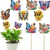6Pcs Flower Butterfly DIY Diamond Painting Kits Garden Stakes Diamond Art Kits
