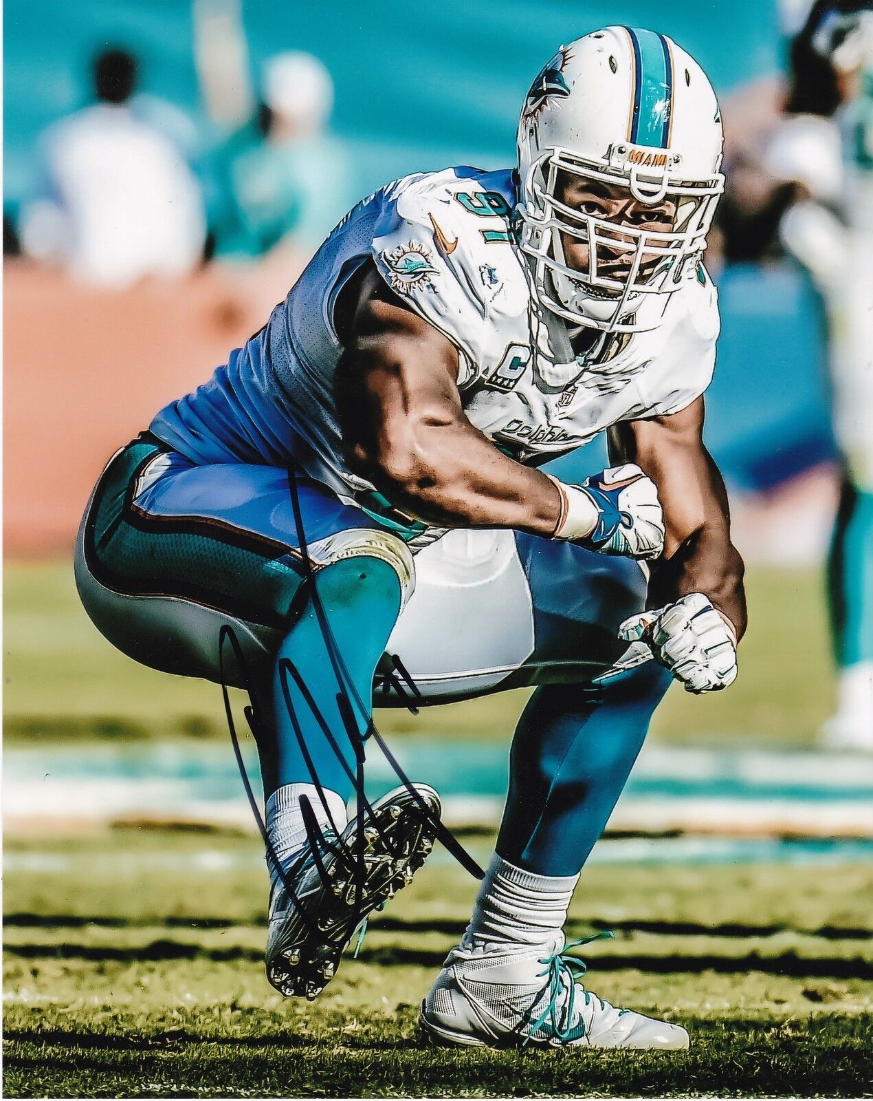 CAMERON WAKE MIAMI DOLPHINS ACTION SIGNED 8x10