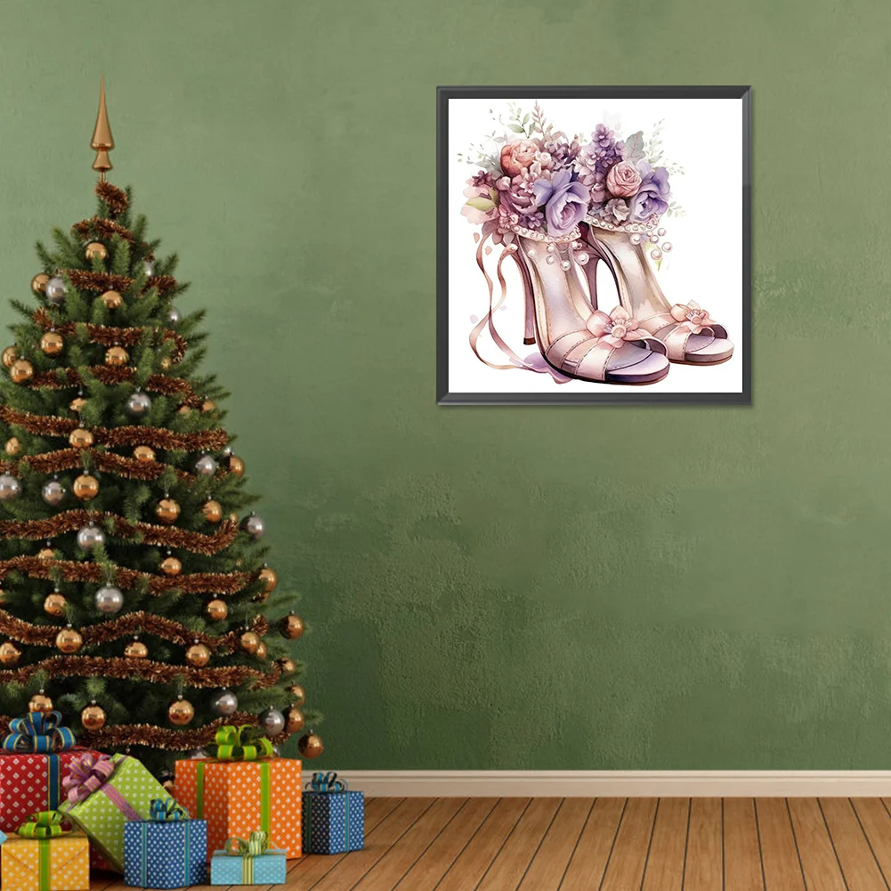 Diamond Painting - Full Round Drill - Flower High Heels(Canvas|30*30cm)