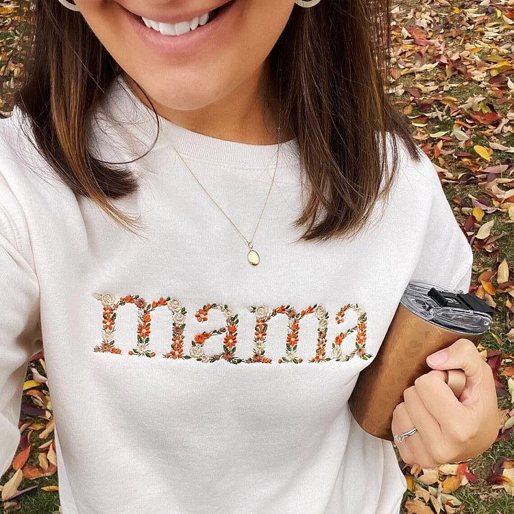 Custom Embroidered Floral mama Sweatshirt