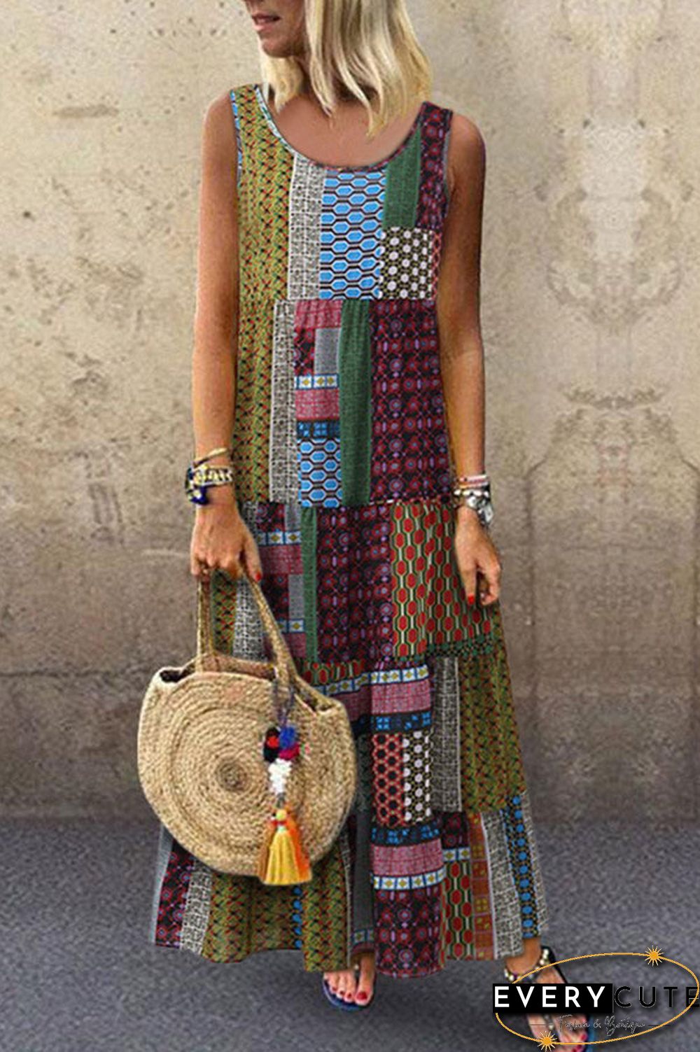 Vacation Geometric Tank Dress