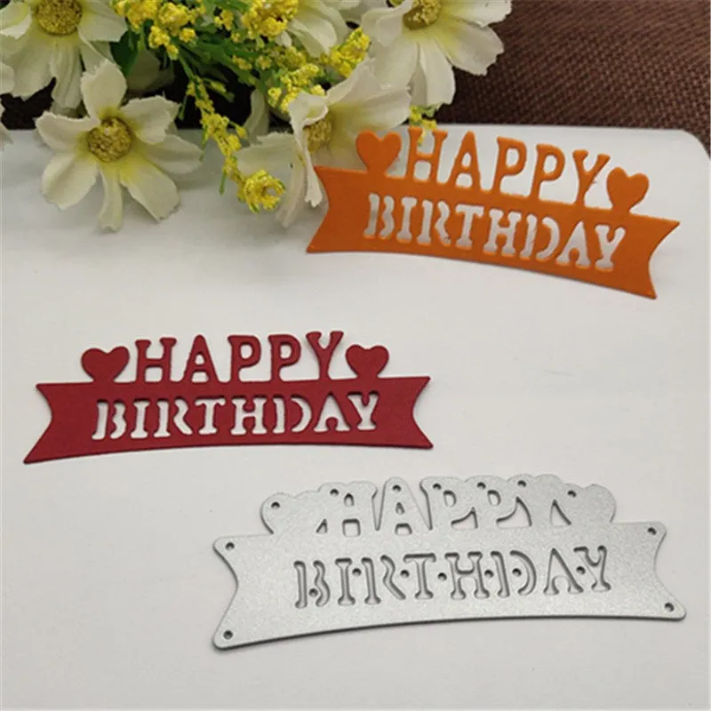 Happy Birthday Words Metal Cutting Dies Craft Stamps die Cut Embossing Card Make Stencil Frame Art Cutte