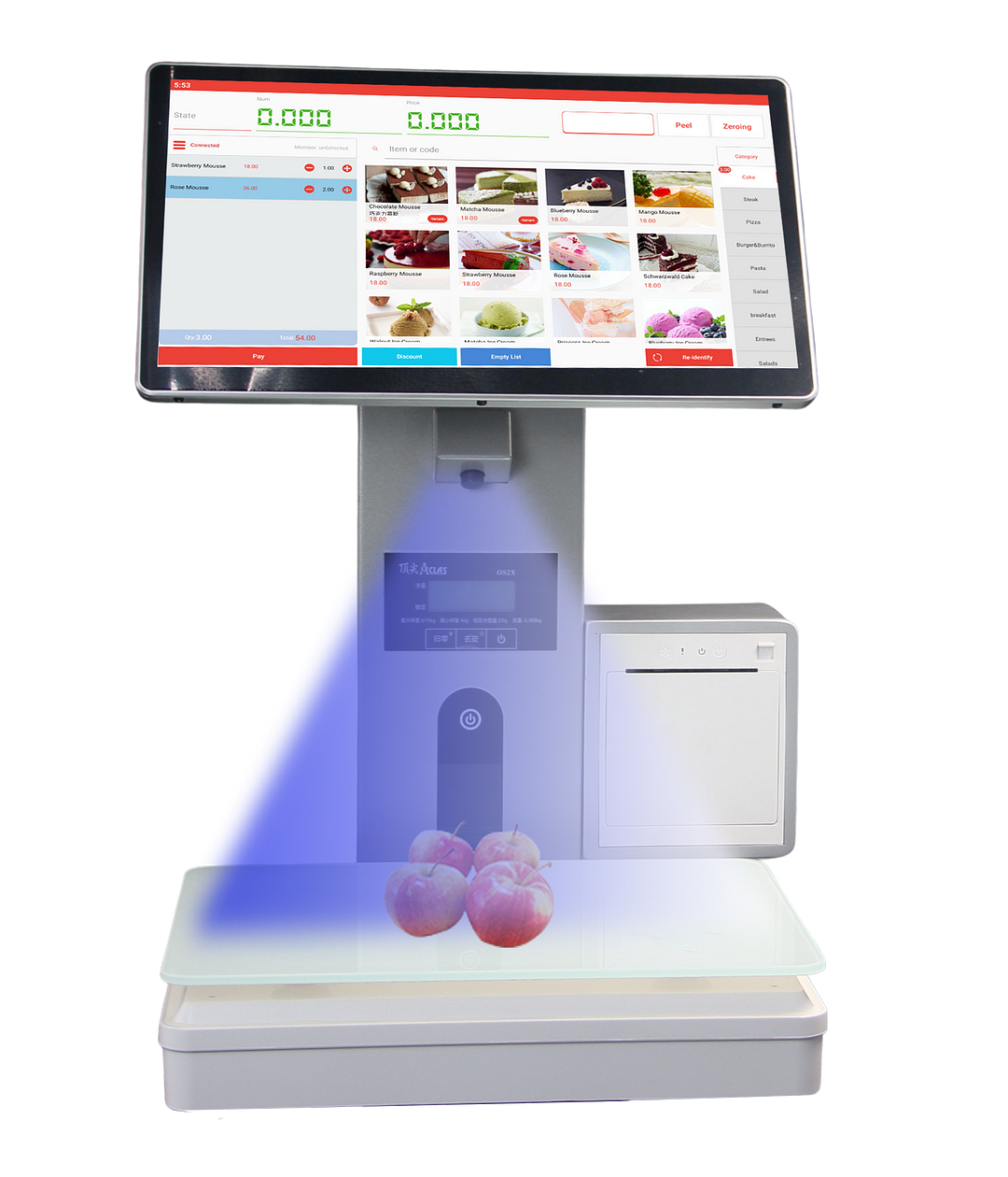 RFID AI Touch Screen PC Scale with Barcode Printing RFID Supermarket POS Software that Recognizes Weighed Labels