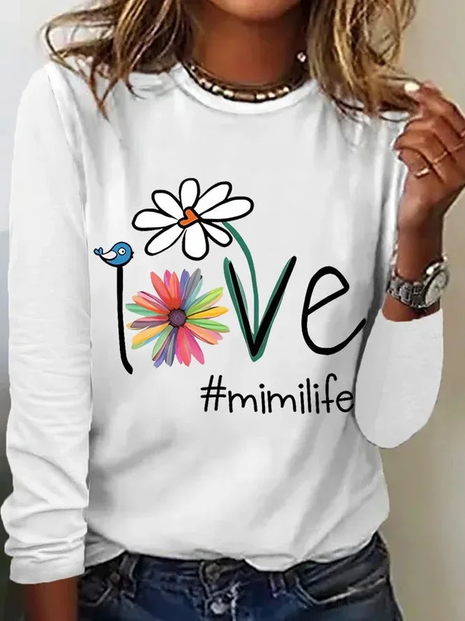 Personalized Love Mimi Life Regular Fit Crew Neck Long Sleeve Top