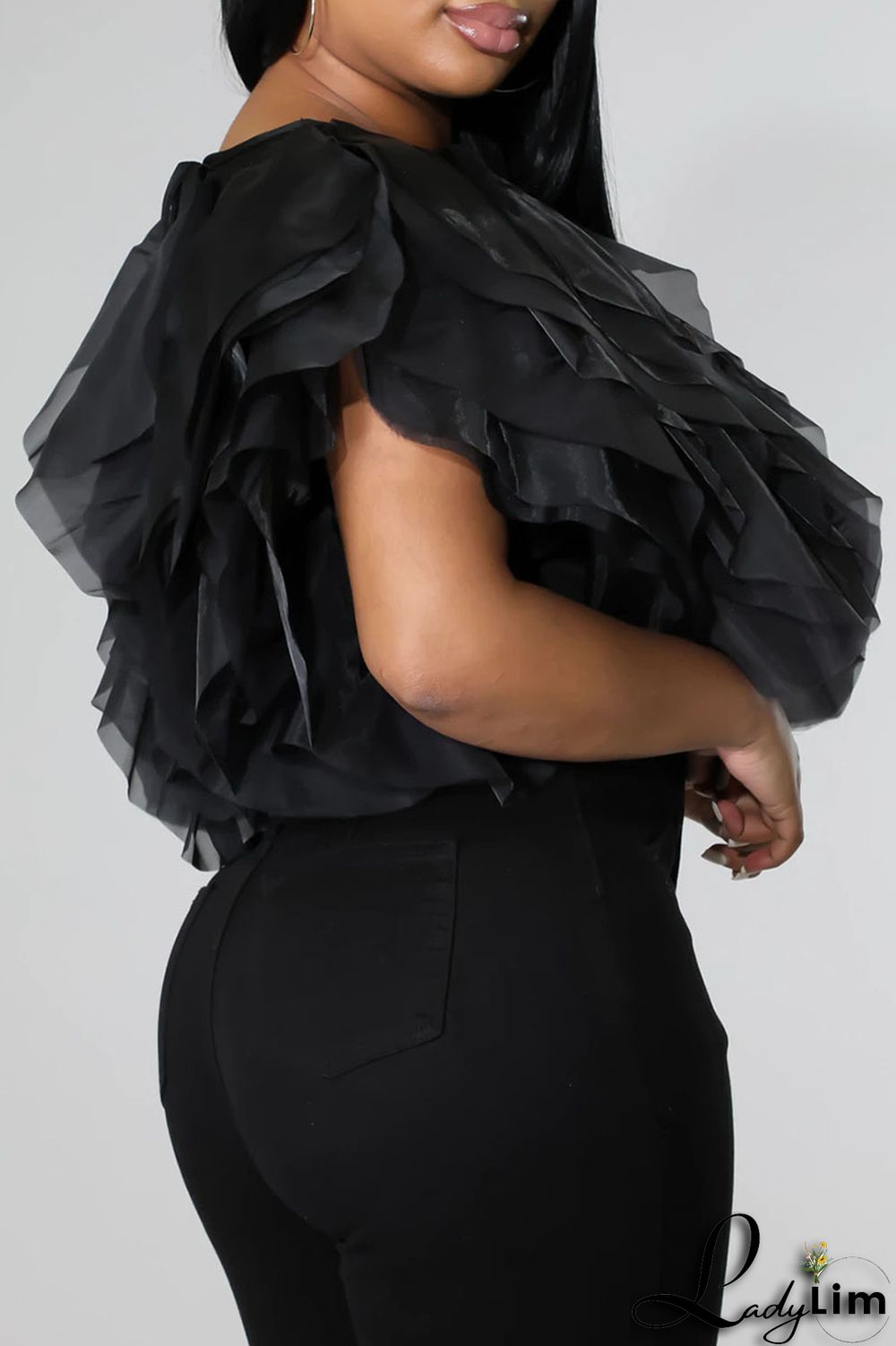 Green Fashion Sweet Solid Patchwork Asymmetrical O Neck Tops